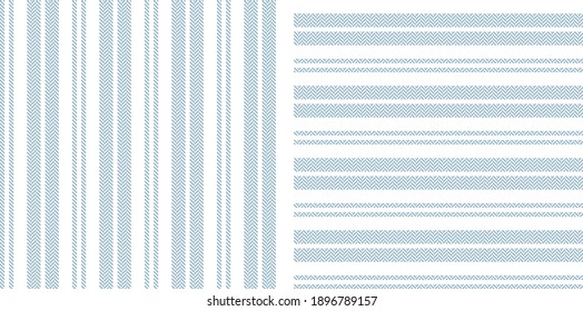 Textured stripes patterns in blue and white. Simple herringbone backgrounds for dress, shirt, or other modern menswear and womenswear spring summer fashion textile print.
