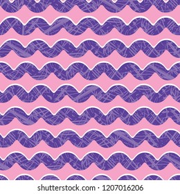 Textured Stripes Seamless Vector Pattern. Wavy Stripe Illustration for Trendy Pop Art Home Decor, Funky Fashion Prints, Retro Wallpaper, Patterned Textiles. Bright Girly Style Gift Wrap Background.