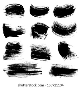 Textured strokes drawn a flat brush and ink  set 2