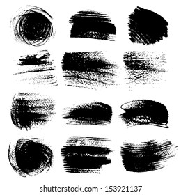 Textured strokes drawn a flat brush and ink  set 4
