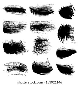 Textured strokes drawn a flat brush and ink  set 3