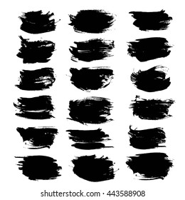Pintura negra gruesa con textura aislada en fondo blanco