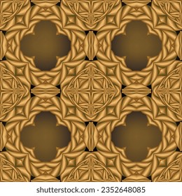 Las cuerdas trenzadas de superficie texturadas miman un patrón sin fisuras 3d. Fondo de grunge ornamental vectorial. Fondo de repetición brillante moderno. Tapas doradas de moda adornadas con adornos florales. Textura 3d interminable.