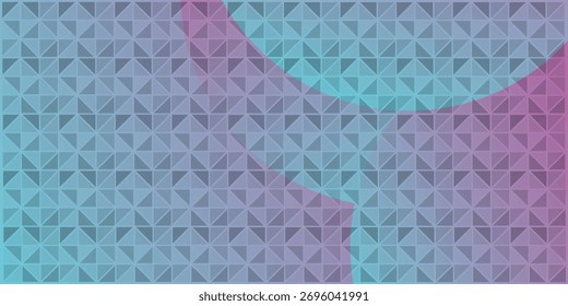 Uma superfície texturizada composta por pequenas formas geométricas, com um gradiente de cores azul-petróleo e rosa. O padrão cria um efeito visual abstrato.