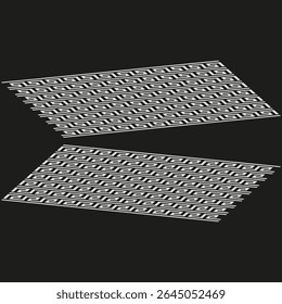 Textured surface icon. Black abstract planes. Perspective vector shape. Patterned graphic form.