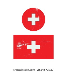 Diseño de Vector de conjunto de bandera de Suiza texturizada.
