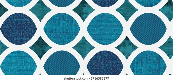Patrón de mosaico de círculo geométrico azul azulado texturizado