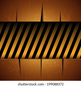 Textured Template with Warning Stripes. Vector design