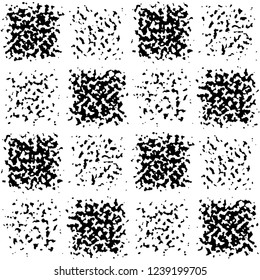 Textured tiles seamless pattern classic background black white design grunge noise texture all over print.