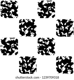 Textured tiles seamless pattern classic background minimal black white design. Graphical style elegant grunge noise texture all over print.