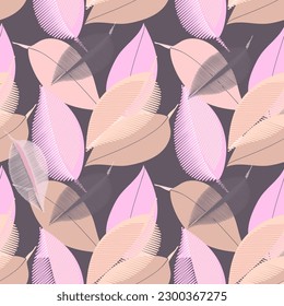 Textured tree branch.Vector.Image on white and color background.Seamless pattern.