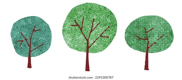 Textured trees, simple vector illustration