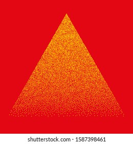 Textured triangle icon. Abstract random dots for banner design. Vector background. Vintage dirty dotted pattern. Decorative graphic element. Ornament illustration. Decoration element.