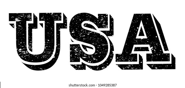 Textured USA letters.USA word in grunge style.