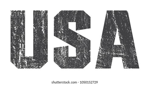 Textured USA word.USA text in grunge style.