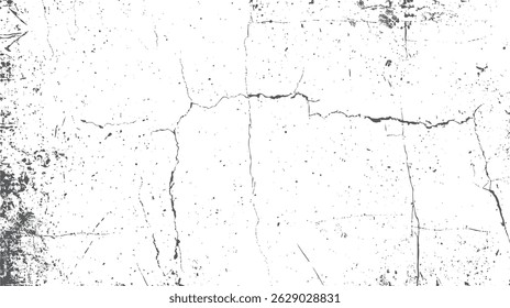 Design vetorial texturizado com estilo grunge urbano. Elementos de fissuras e poeiras para uso digital. Elementos de design preto em formato branco simples.