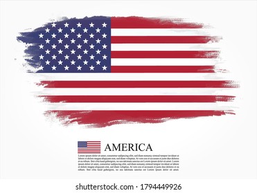 Bandera texturizada y vectorial de América dibujada con trazos de pincel. Bandera de textura y vector de América dibujada con trazos de pincel.