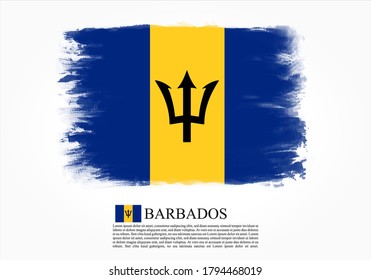 Bandera texturizada y vectorial de Barbados dibujada con trazos de pincel. Bandera de textura y vector de Barbados dibujada con trazos de pincel.