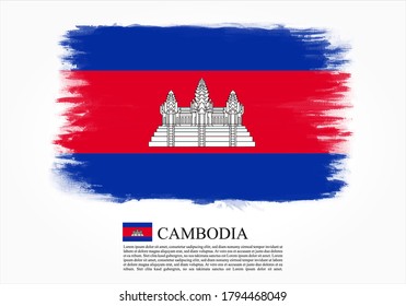 Textured and vector flag of Cambodia drawn with brush strokes. Texture and vector flag of Cambodia drawn with brush strokes.