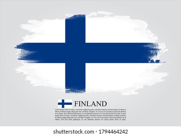 Bandera texturizada y vectorial de Finlandia dibujada con trazos de pincel. Bandera de textura y vector de Finlandia dibujada con trazos de pincel.