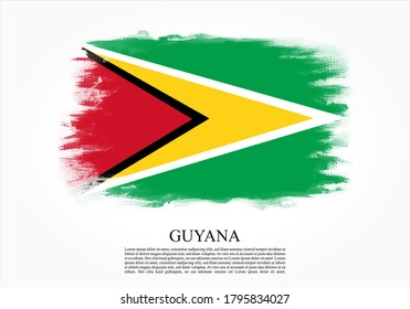 Bandera texturizada y vectorial de Guyana dibujada con trazos de pincel. Bandera de textura y vector de Guyana dibujada con trazos de pincel.