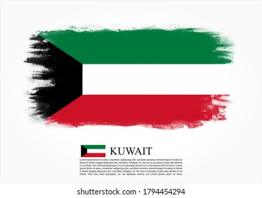 Texturierte und Vektorfahne von Kuwait mit Pinselstrichen gezeichnet. Textur und Vektorfahne von Kuwait mit Pinselstrichen gezeichnet.