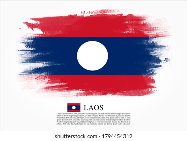 Bandera texturizada y vectorial de Laos dibujada con trazos de pincel. Bandera textura y vector de Laos dibujada con trazos de pincel.