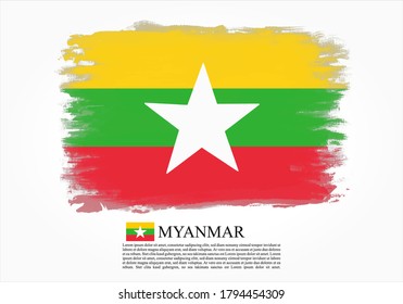 Textured and vector flag of Myanmar drawn with brush strokes. Texture and vector flag of Myanmar drawn with brush strokes.