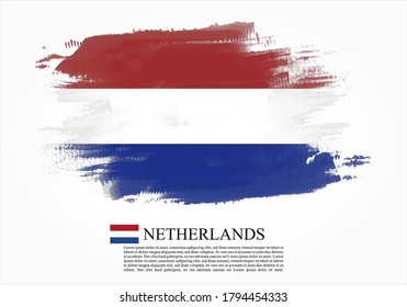 Bandera texturizada y vectorial de los Países Bajos dibujada con trazos de pincel. Bandera textura y vector de los Países Bajos dibujada con trazos de pincel.