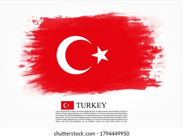 Textured and vector flag of Turkey drawn with brush strokes. Texture and vector flag of Turkey drawn with brush strokes.