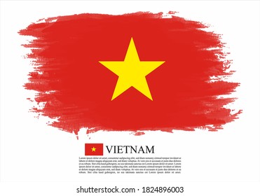 Bandera texturizada y vectorial de Vietnam dibujada con trazos de pincel. Bandera de textura y vector de Vietnam dibujada con trazos de pincel.
