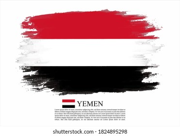 Bandera texturizada y vectorial de Yemen dibujada con trazos de pincel. Bandera de textura y vector de Yemen dibujada con pinceladas.