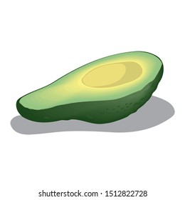 Textured vector illustration of a cutted avocado without pit, slice, and wedge