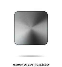 Textured vector illustration polygon, hex badge, blank metal button template, realistic metallic background for user interfaces, applications and apps. Chrome, silver, steel, iron, aluminum texture.