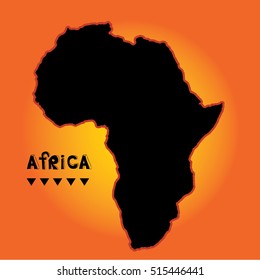 Textured vector map of Africa. Hand-drawn ethno pattern, tribal background. Vector illustration.