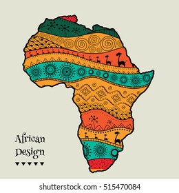 Textured Vector Map Africa Handdrawn Ethno Stock Vector (Royalty Free ...