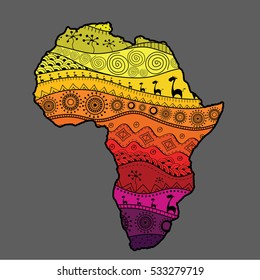 Textured Vector Map Africa Handdrawn Ethno Stock Vector (Royalty Free ...