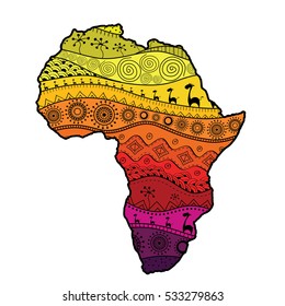 Textured Vector Map Africa Handdrawn Ethno Stock Vector (Royalty Free ...