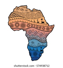 Textured Vector Map Africa Handdrawn Ethno Stock Vector (Royalty Free ...