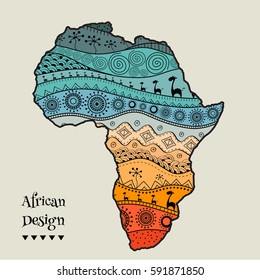 Textured Vector Map Africa Handdrawn Ethno Stock Vector (Royalty Free ...