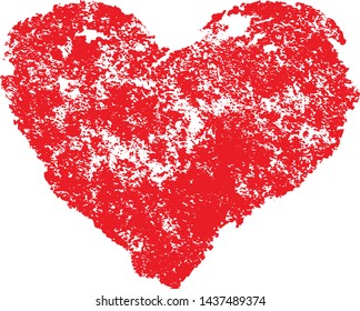 Textured vector valentine heart. Decorative design element. Distressed symbol of love and romance. Textured Valentine's Day sign. Vector illustration. Read heart isolated on white. EPS10.