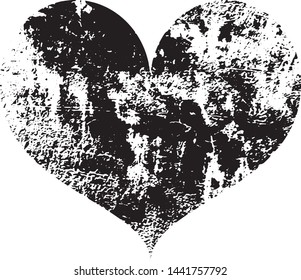 Textured vector valentine heart. Decorative design element. Distressed symbol of love and romance. Textured Valentine's Day sign. Vector illustration. Black hearts isolated on white. EPS10.