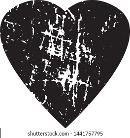 Textured vector valentine heart. Decorative design element. Distressed symbol of love and romance. Textured Valentine's Day sign. Vector illustration. Black hearts isolated on white. EPS10.