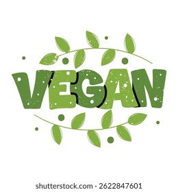 Textured Vegan Lettering Vector Design.