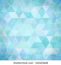 Textured vintage blue vector triangles background