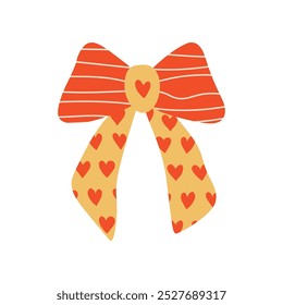 A textured vintage bow or ribbon in a flat vector style