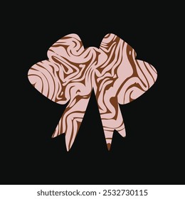 A textured vintage bow or ribbon in a flat vector style