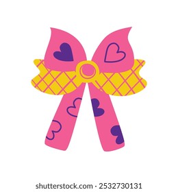 A textured vintage bow or ribbon in a flat vector style