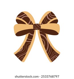 A textured vintage bow or ribbon in a flat vector style