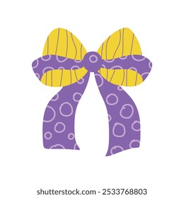 A textured vintage bow or ribbon in a flat vector style